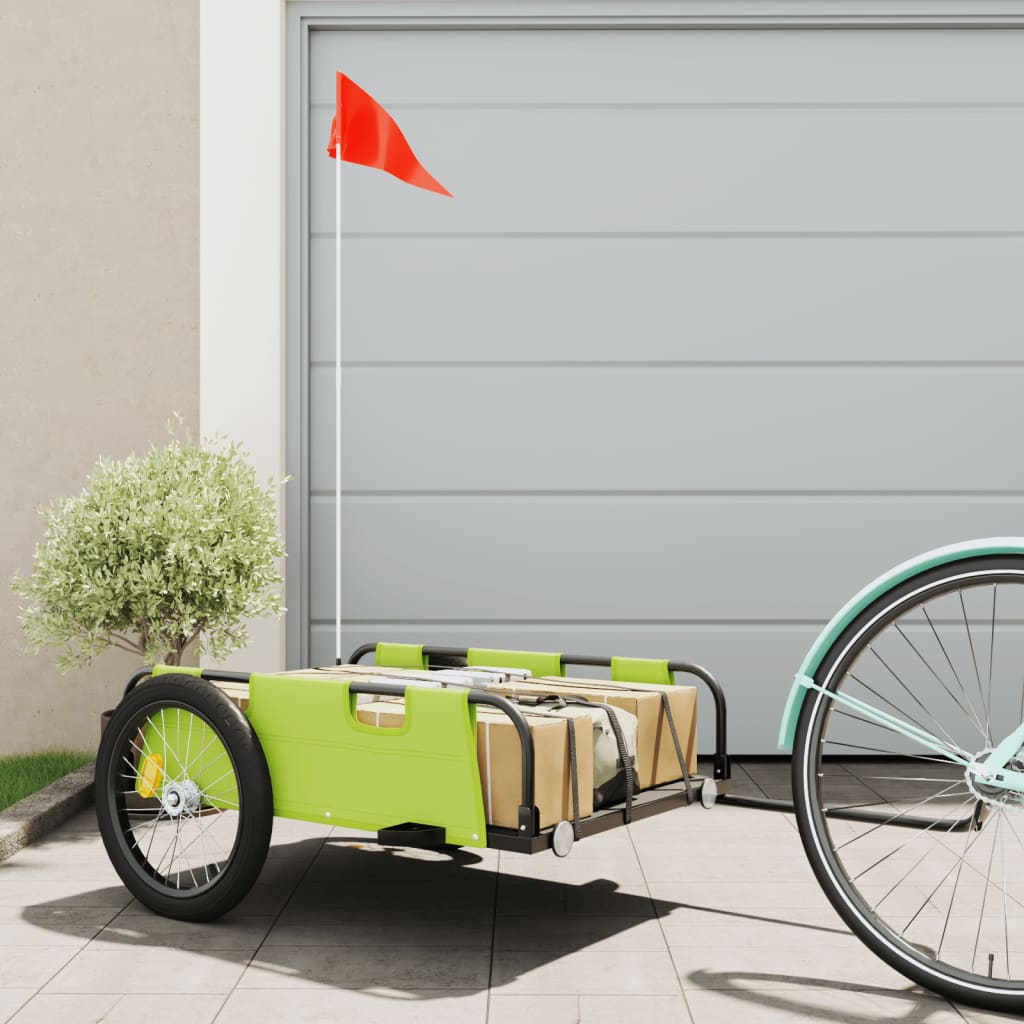 Bicycle Trailer Green Oxford Fabric and Iron