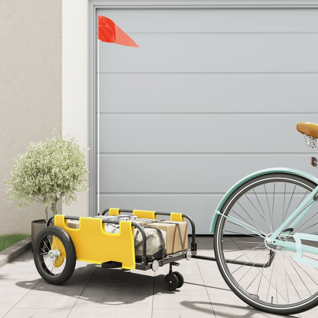 Bicycle Trailer Yellow Oxford Fabric and Iron