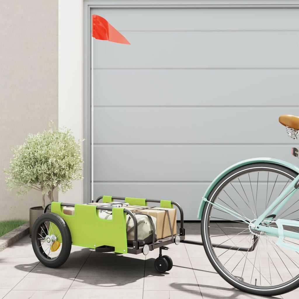 Bicycle Trailer Green Oxford Fabric and Iron