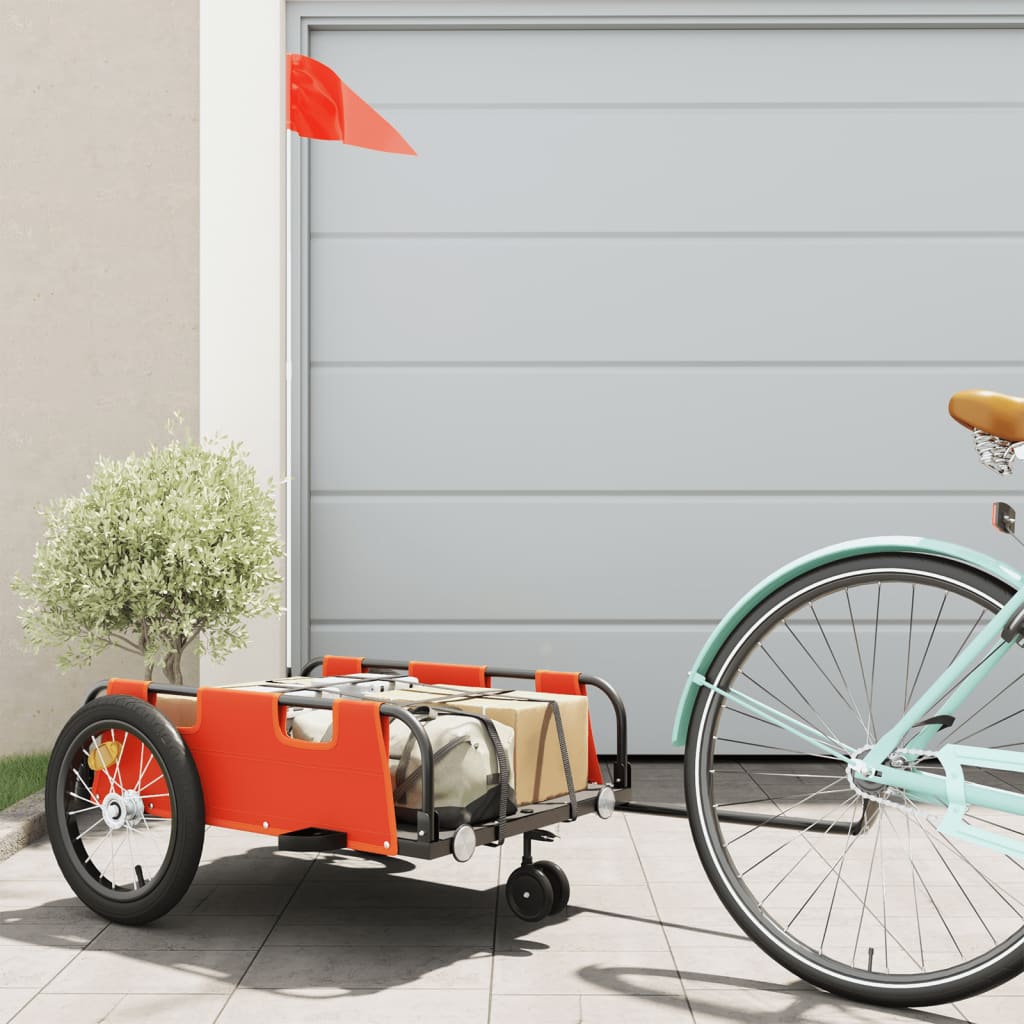 Bicycle Trailer Orange Oxford Fabric and Iron
