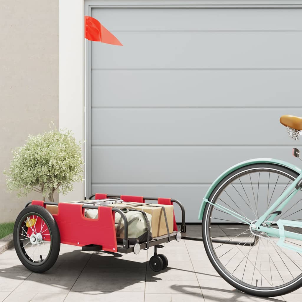 Bicycle Trailer Red Oxford Fabric and Iron