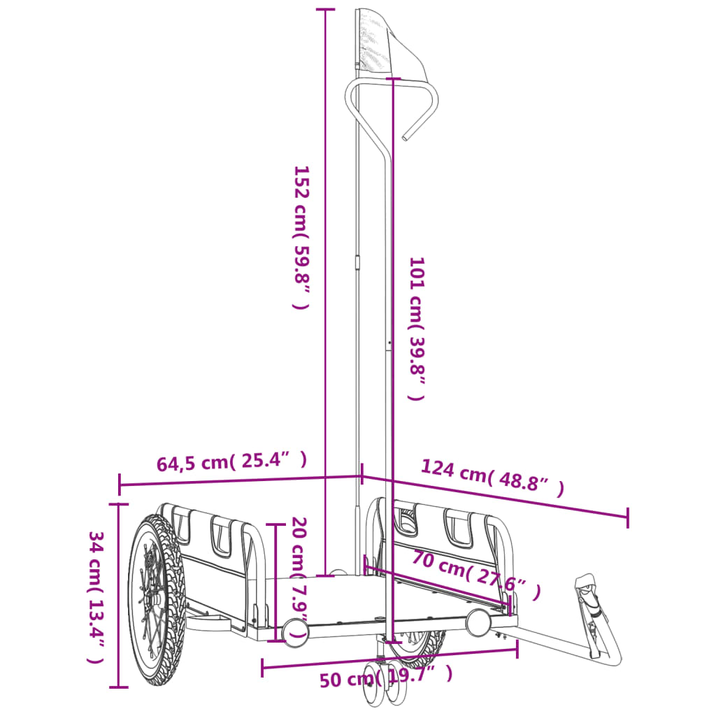 Bicycle Trailer Gray Oxford Fabric and Iron