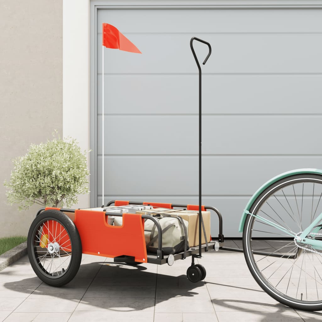 Bicycle Trailer Orange and Black Oxford Fabric & Iron