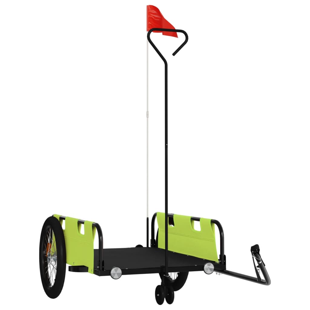 Bicycle Trailer Green and Black Oxford Fabric & Iron