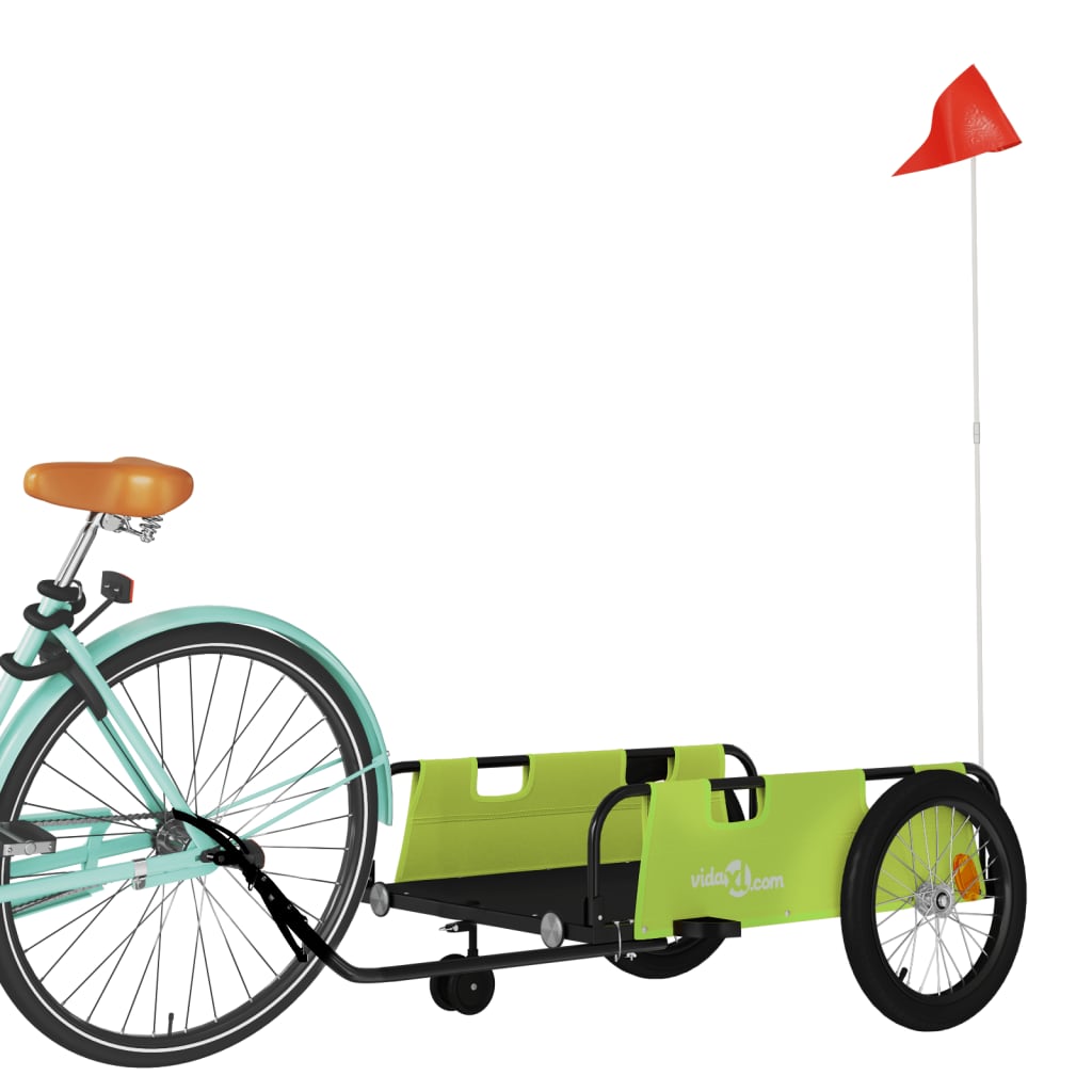 Bicycle Trailer Green and Black Oxford Fabric & Iron