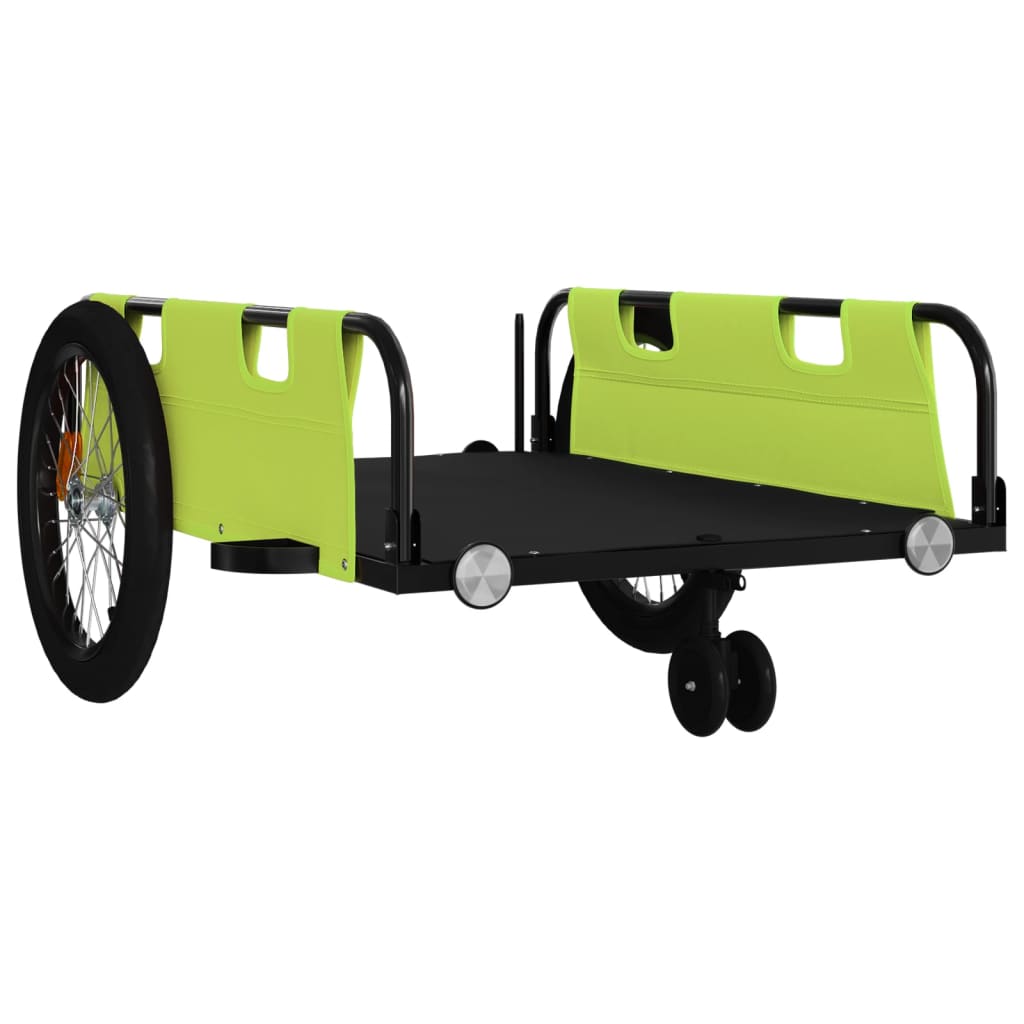Bicycle Trailer Green and Black Oxford Fabric & Iron