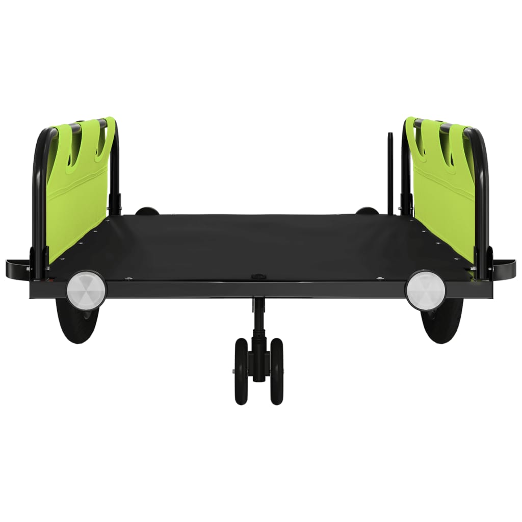 Bicycle Trailer Green and Black Oxford Fabric & Iron