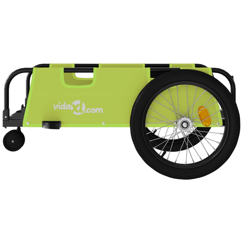 Bicycle Trailer Green and Black Oxford Fabric & Iron
