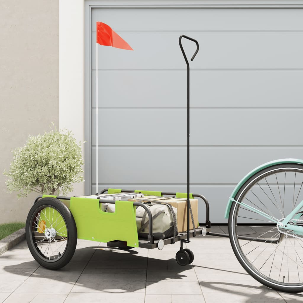 Bicycle Trailer Green and Black Oxford Fabric & Iron