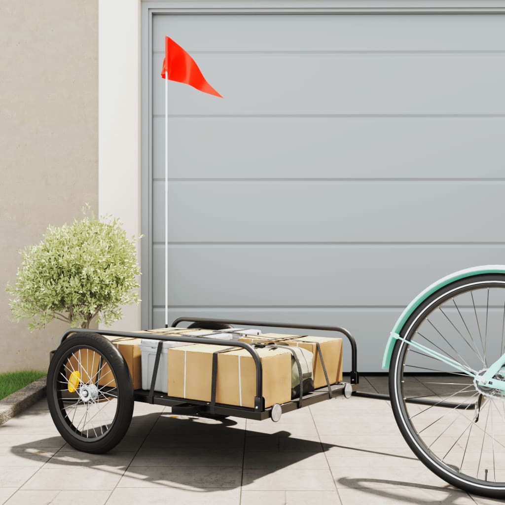 Bicycle Trailer Black 135x70x37 cm Iron