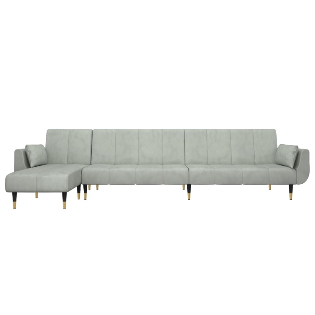 L-shaped sofa bed light grey 275x140x70 cm velvet