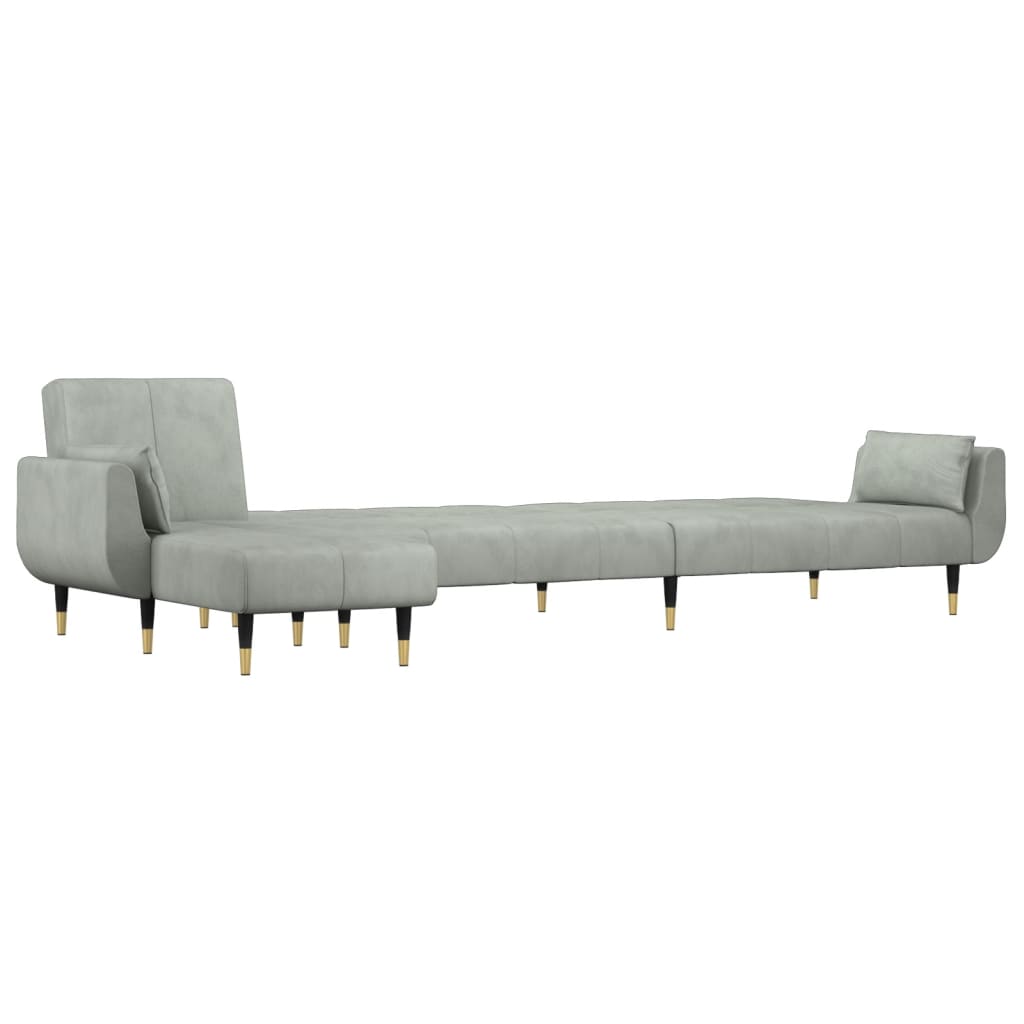 L-shaped sofa bed light grey 275x140x70 cm velvet