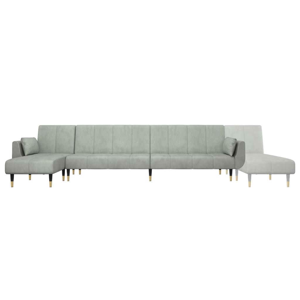 L-shaped sofa bed light grey 275x140x70 cm velvet