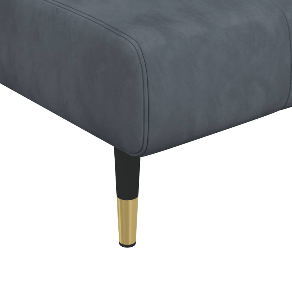L-shaped sofa bed dark grey 275x140x70 cm velvet