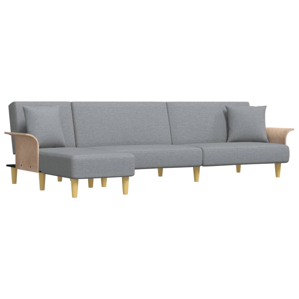 L-shaped sofa bed light grey 279x140x70 cm fabric