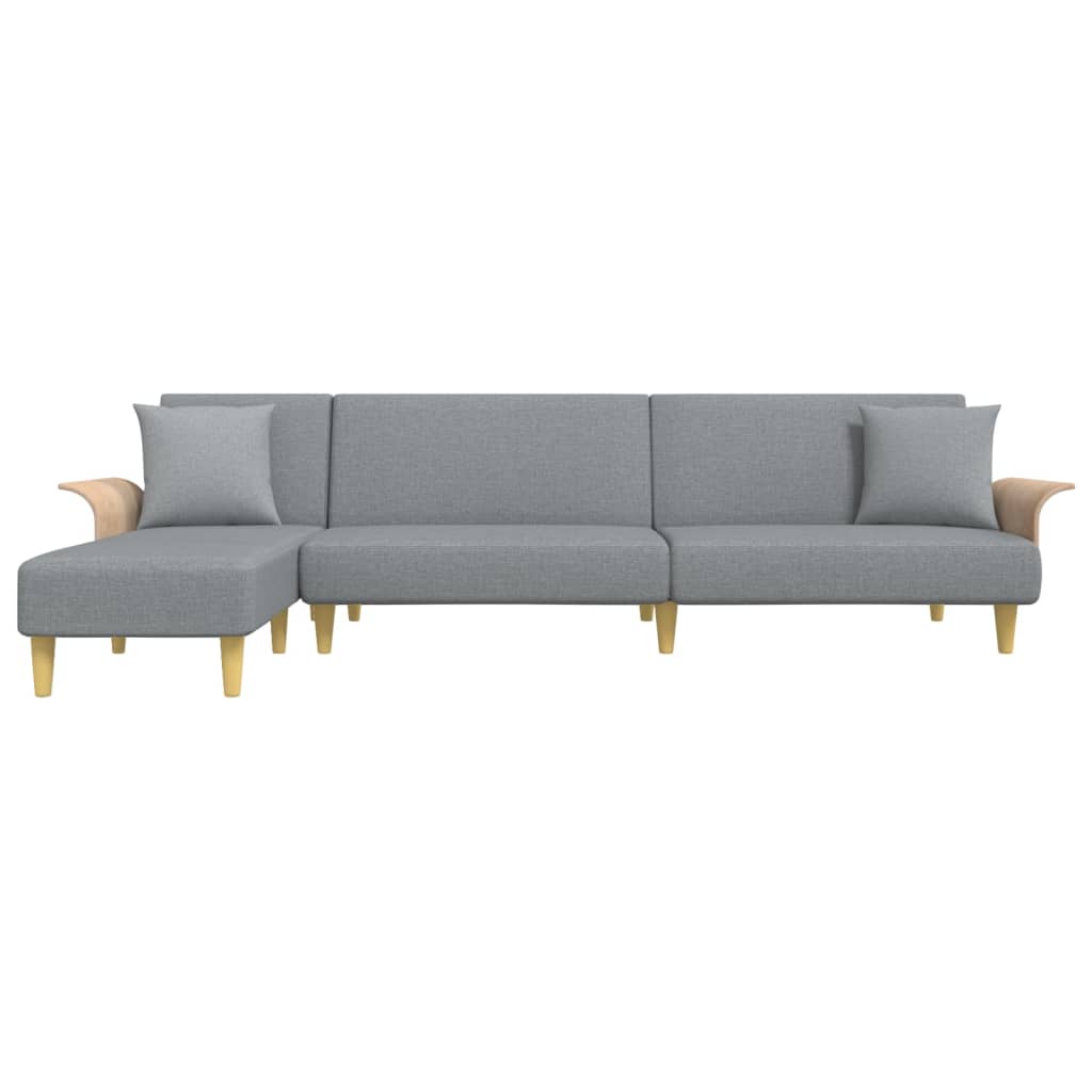 L-shaped sofa bed light grey 279x140x70 cm fabric