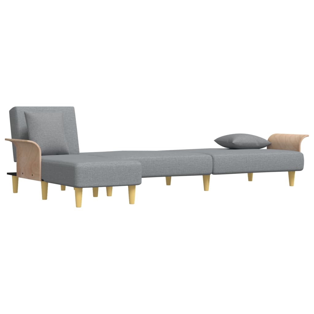 L-shaped sofa bed light grey 279x140x70 cm fabric