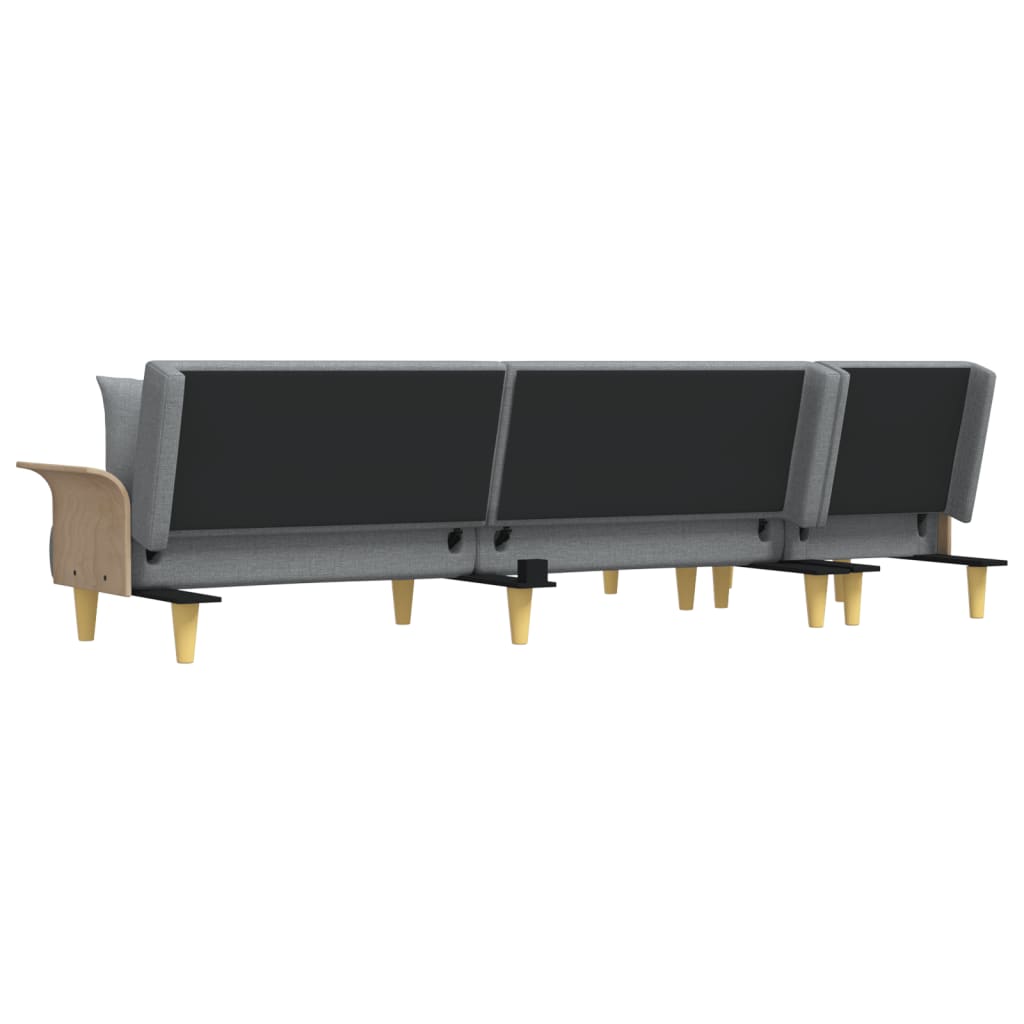 L-shaped sofa bed light grey 279x140x70 cm fabric