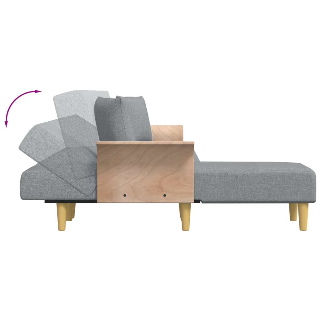 L-shaped sofa bed light grey 279x140x70 cm fabric