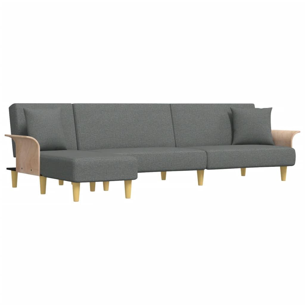 L-shaped sofa bed in dark grey 279x140x70 cm fabric