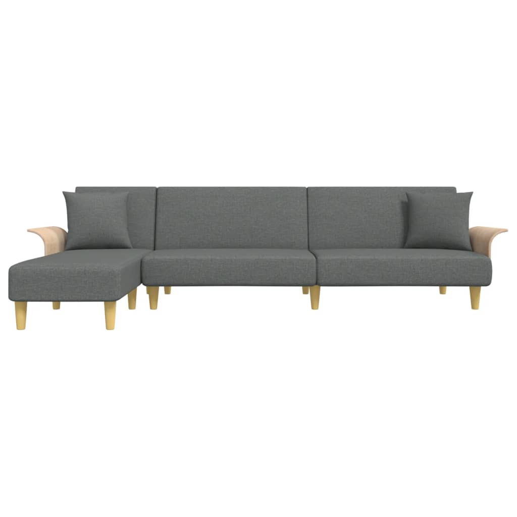 L-shaped sofa bed in dark grey 279x140x70 cm fabric