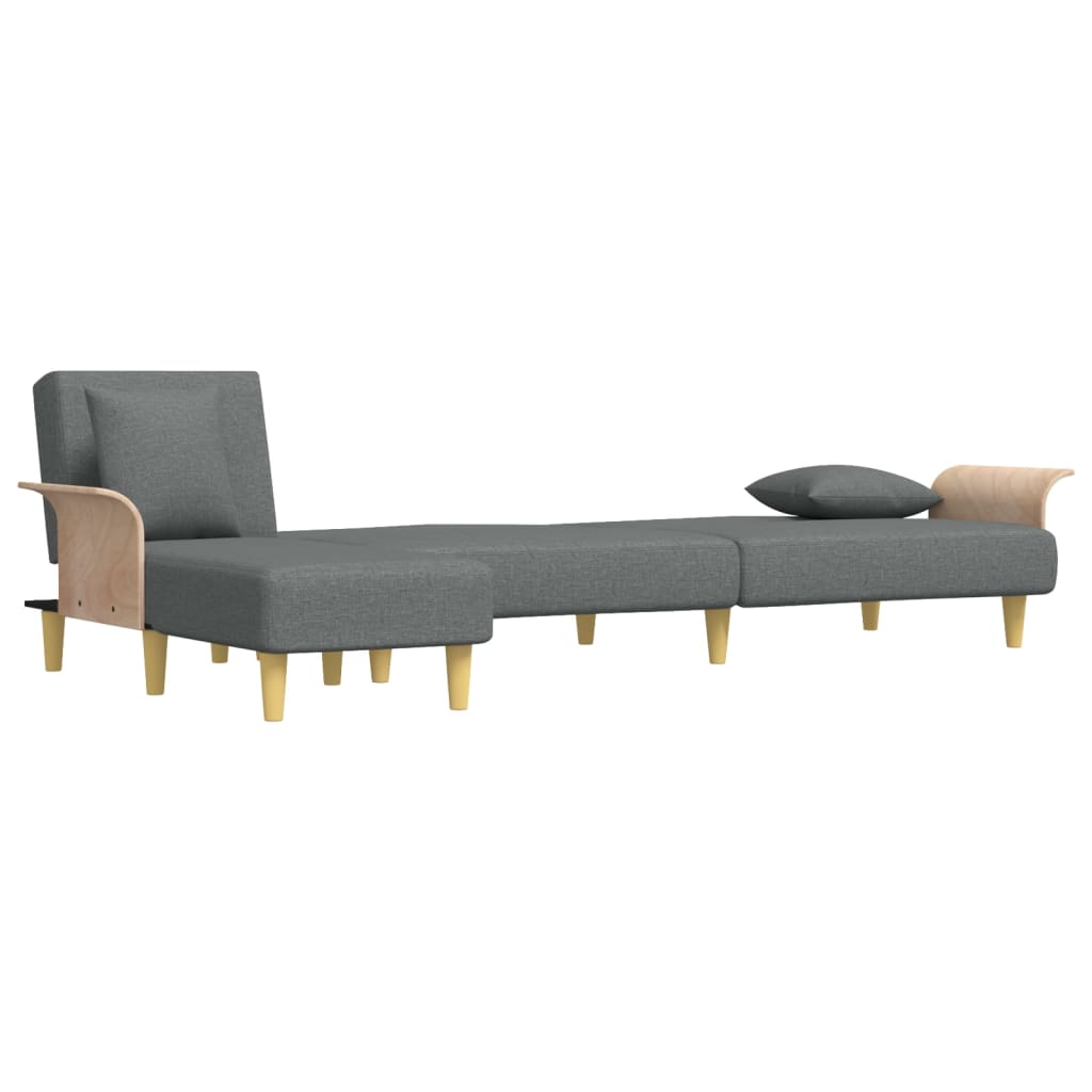 L-shaped sofa bed in dark grey 279x140x70 cm fabric