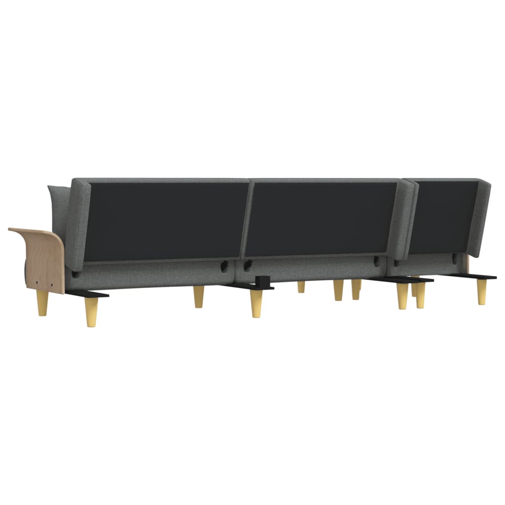 L-shaped sofa bed in dark grey 279x140x70 cm fabric