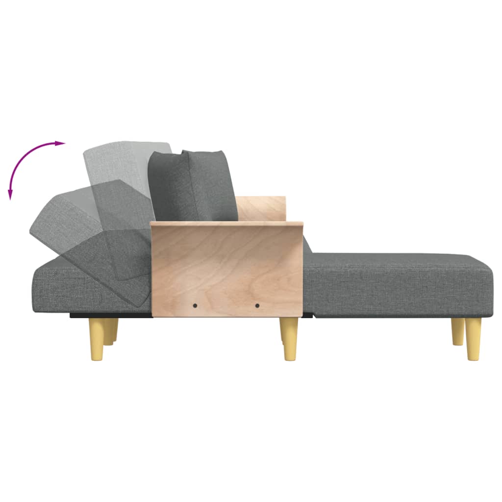 L-shaped sofa bed in dark grey 279x140x70 cm fabric