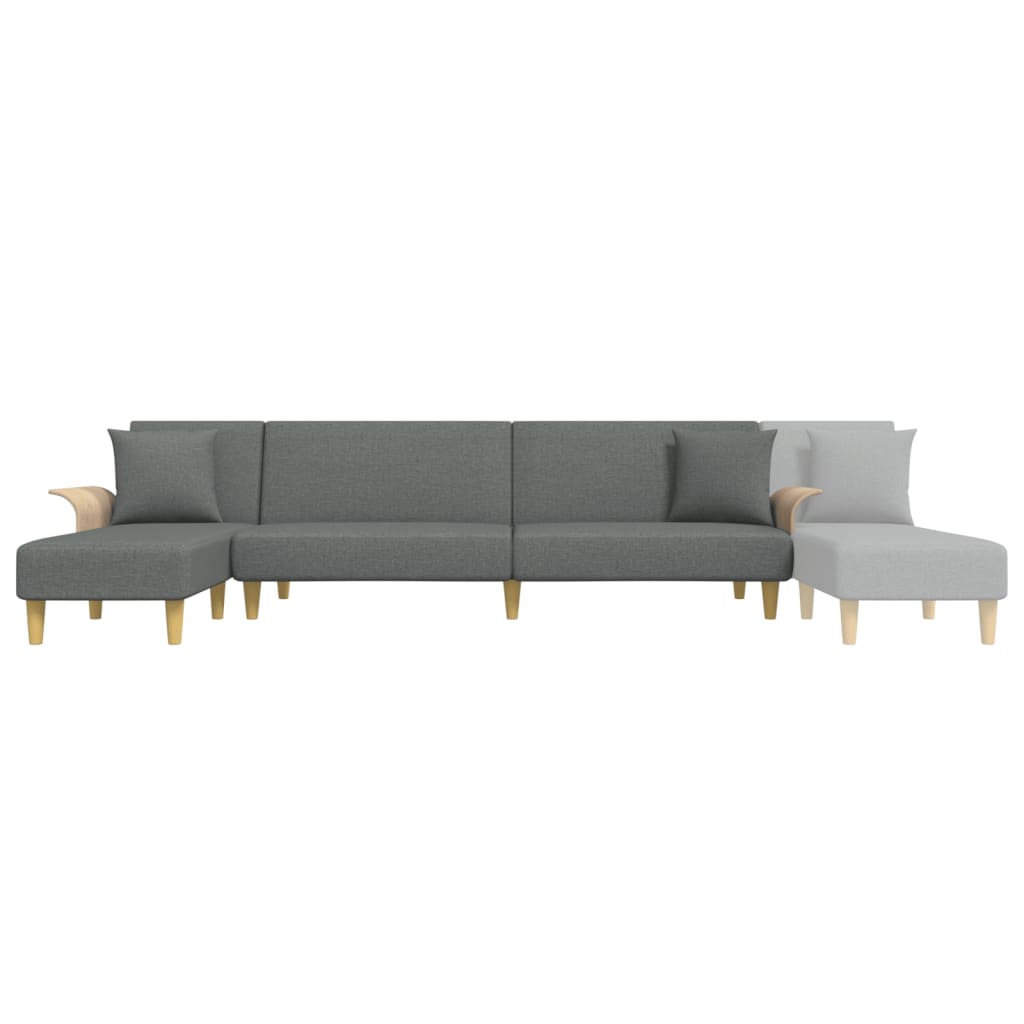 L-shaped sofa bed in dark grey 279x140x70 cm fabric