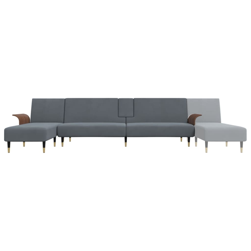 L-shaped sofa bed dark grey 279x140x70 cm velvet