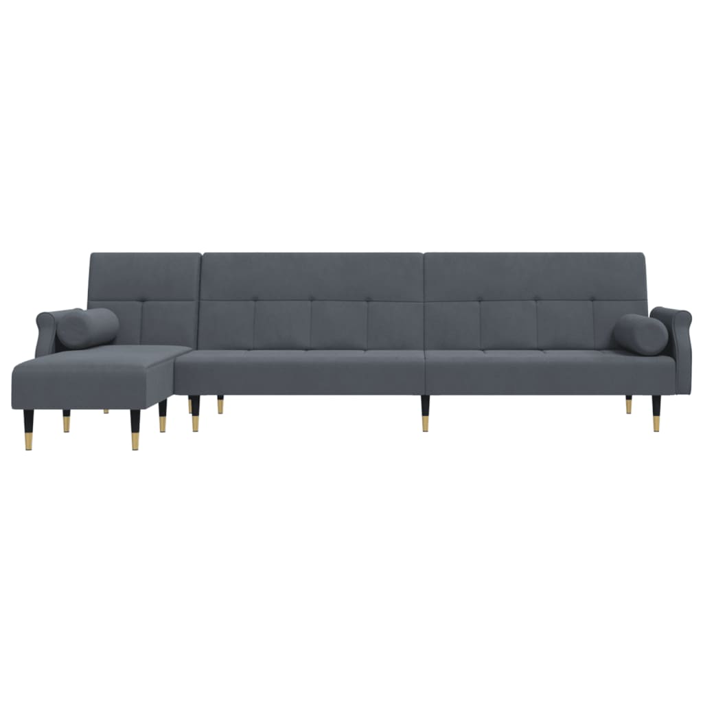 L-shaped sofa bed dark grey 271x140x70 cm velvet