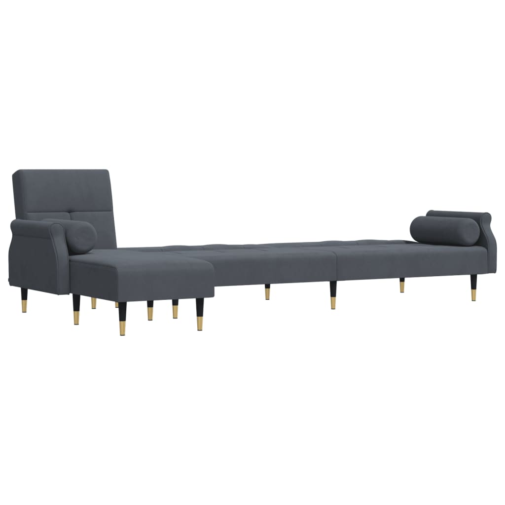 L-shaped sofa bed dark grey 271x140x70 cm velvet