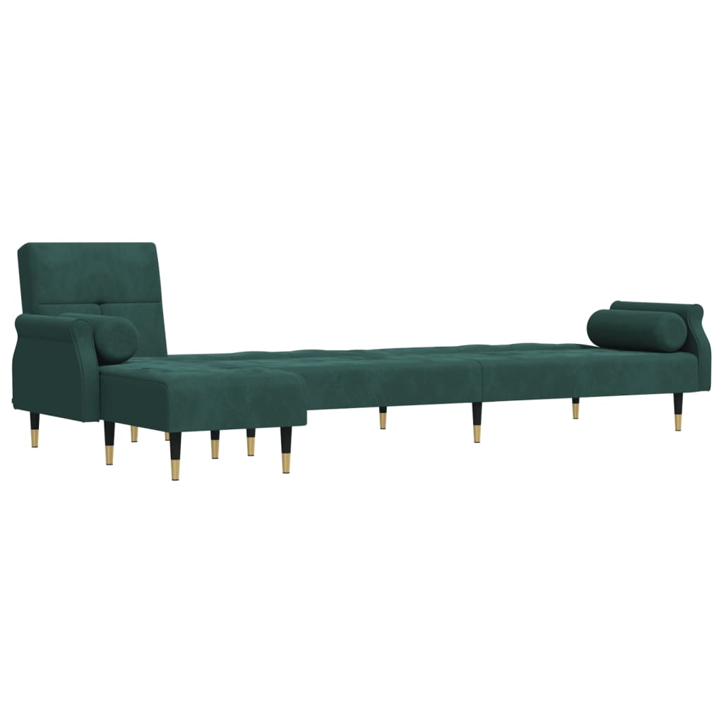 L-shaped sofa bed dark green 271x140x70 cm velvet