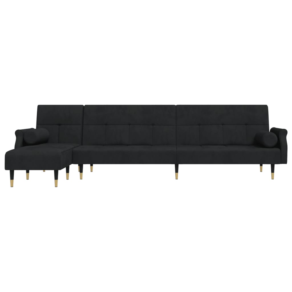 L-shaped sofa bed black 271x140x70 cm velvet