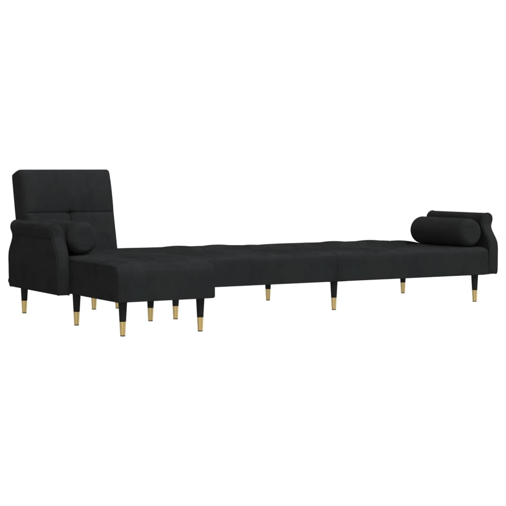 L-shaped sofa bed black 271x140x70 cm velvet