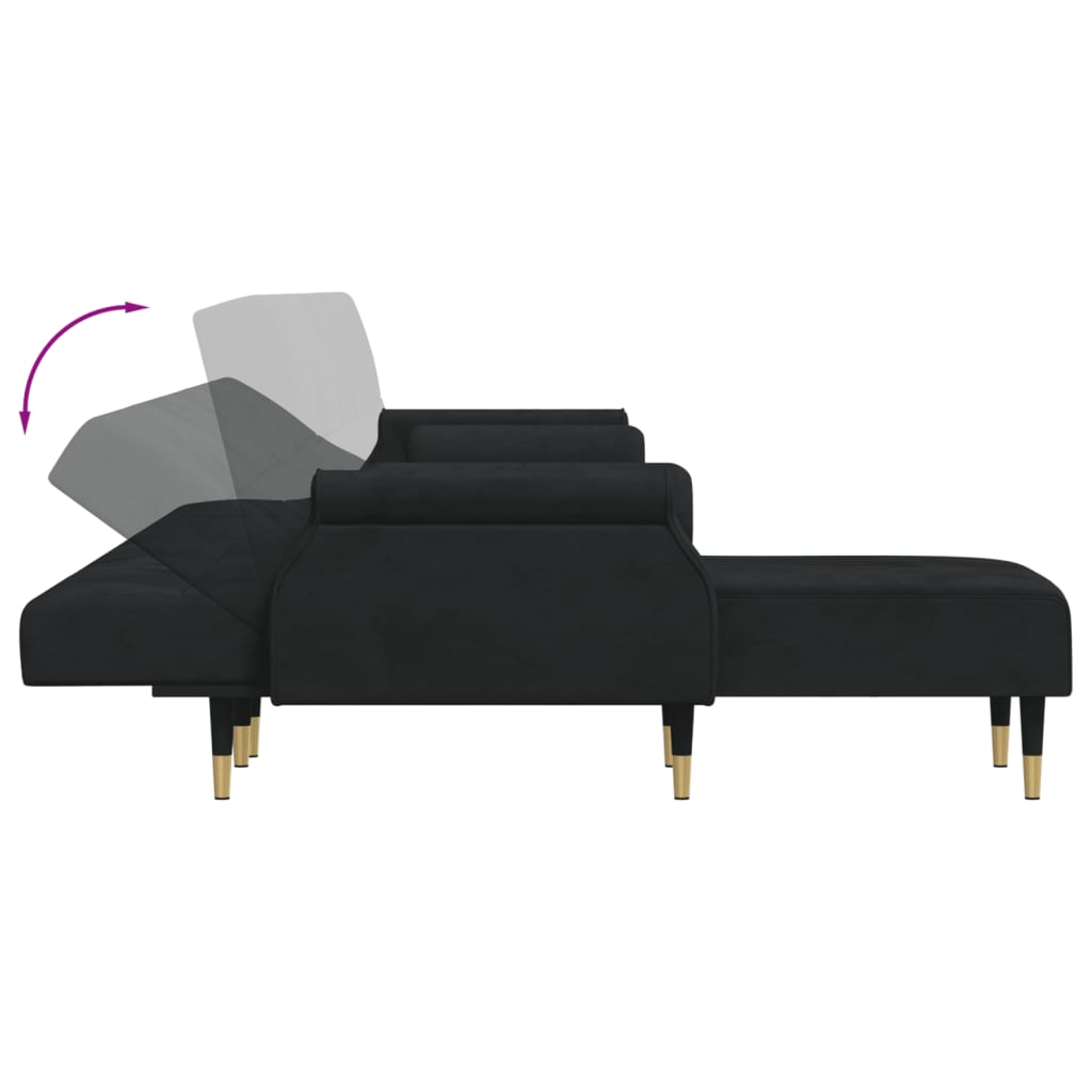 L-shaped sofa bed black 271x140x70 cm velvet