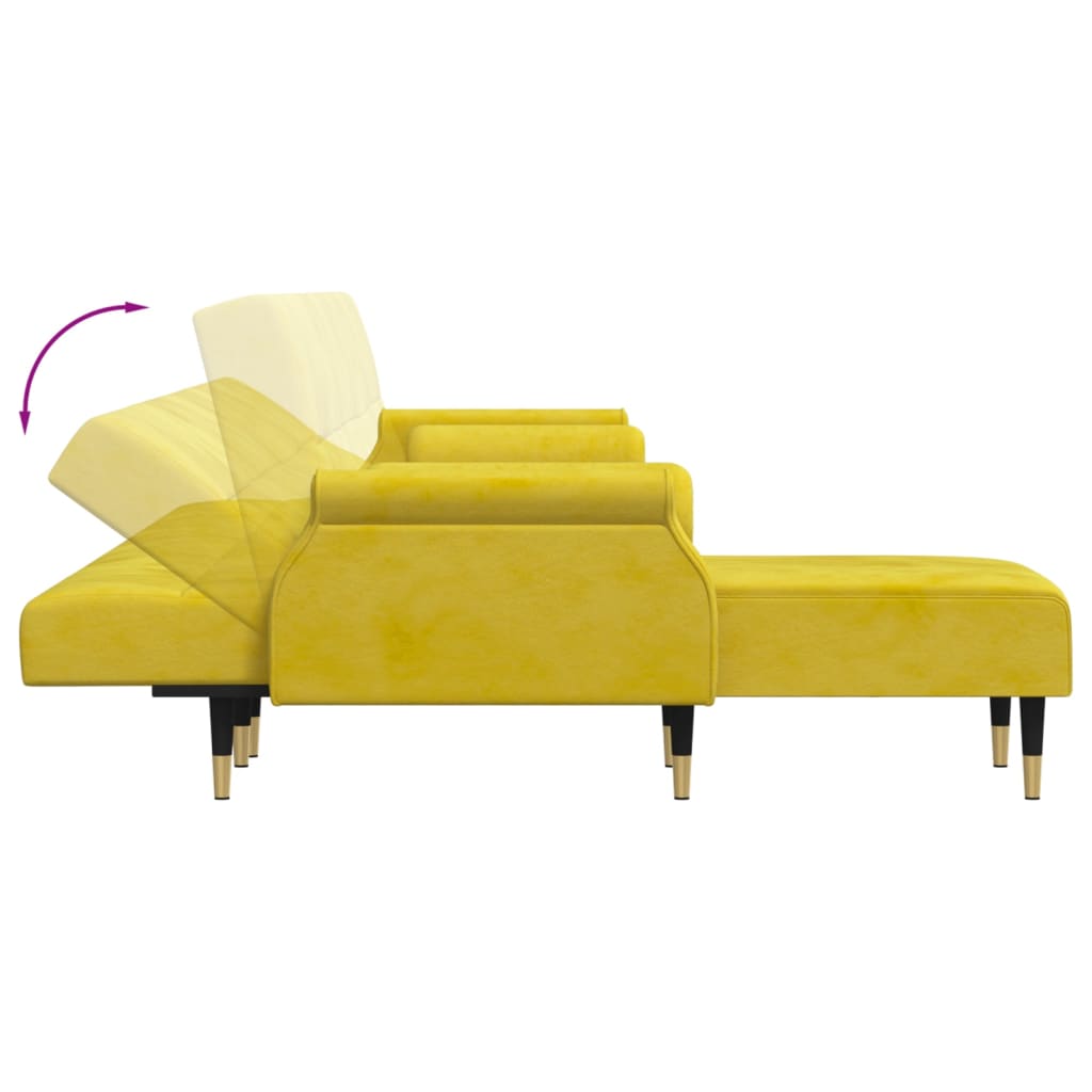 L-shaped sofa bed yellow 271x140x70 cm velvet