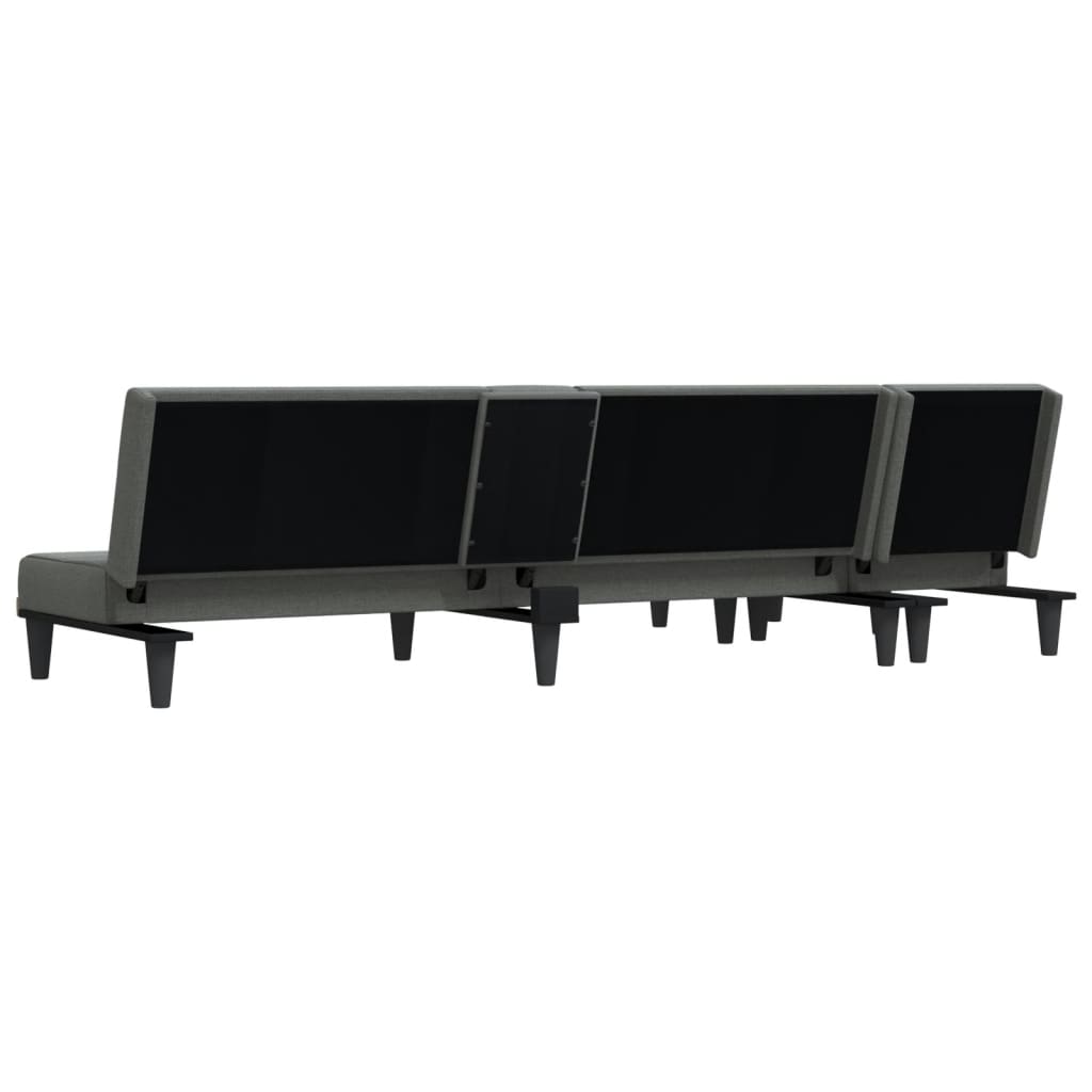 Schlafsofa in L-Form Dunkelgrau 255x140x70 cm Stoff