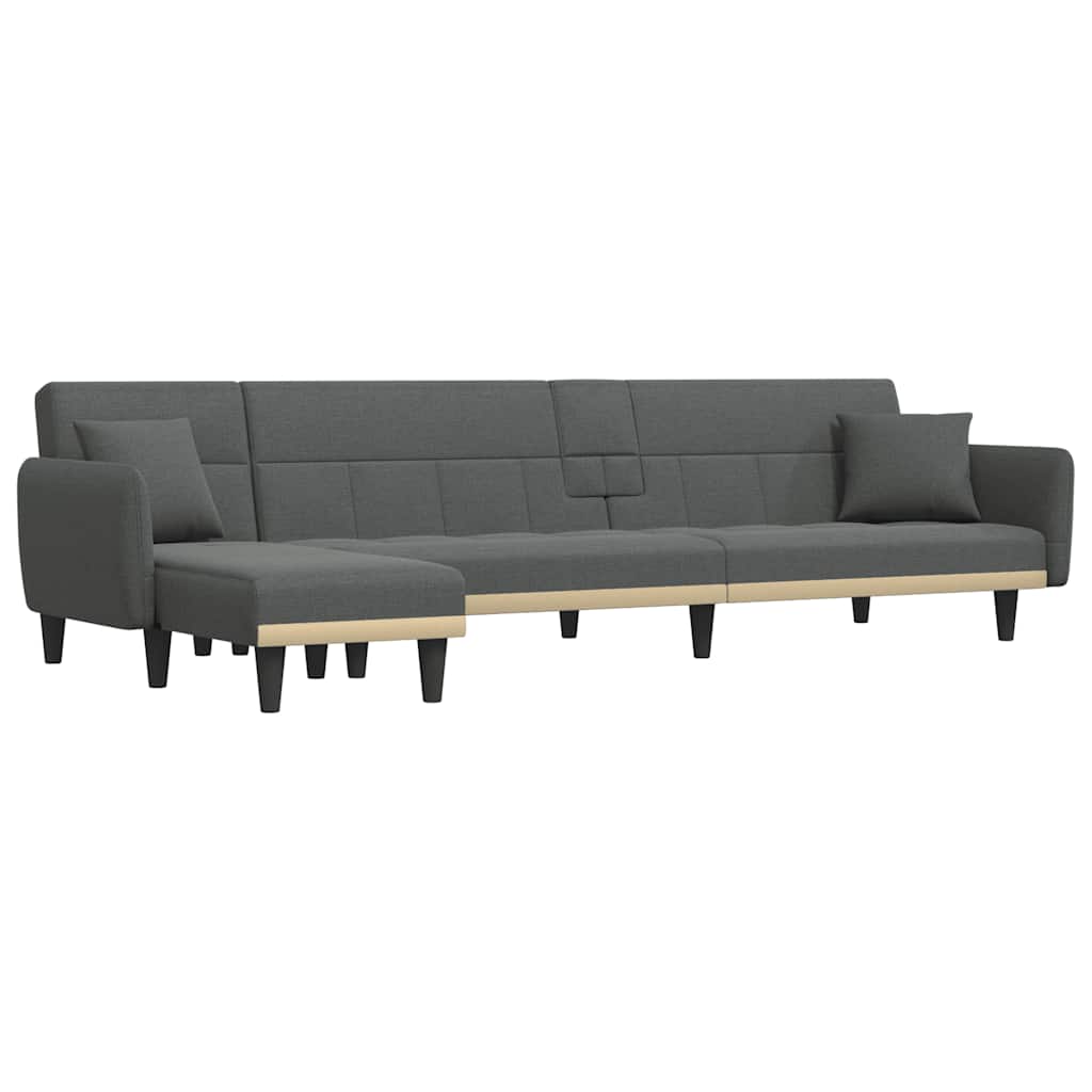 L-shaped sofa bed in dark grey 275x140x70 cm fabric