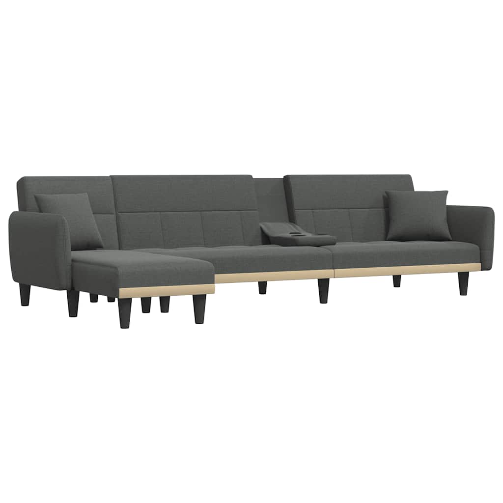 L-shaped sofa bed in dark grey 275x140x70 cm fabric