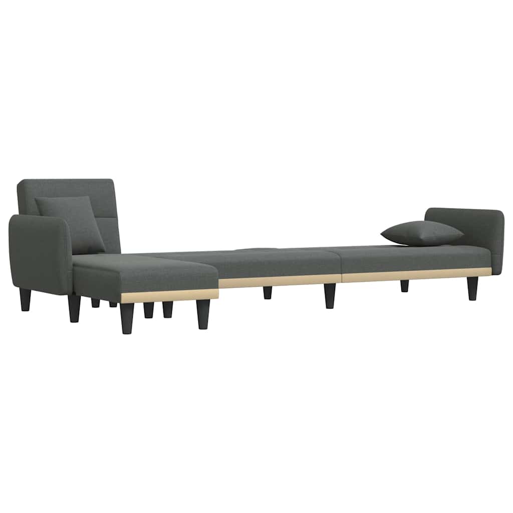 L-shaped sofa bed in dark grey 275x140x70 cm fabric