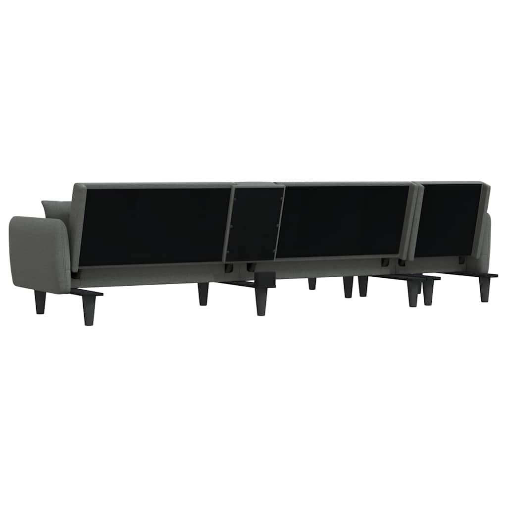 L-shaped sofa bed in dark grey 275x140x70 cm fabric