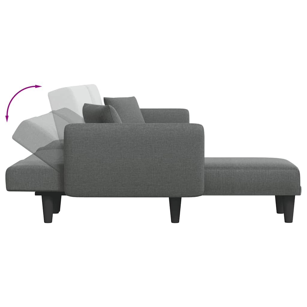 L-shaped sofa bed in dark grey 275x140x70 cm fabric