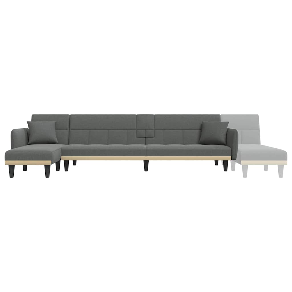 L-shaped sofa bed in dark grey 275x140x70 cm fabric