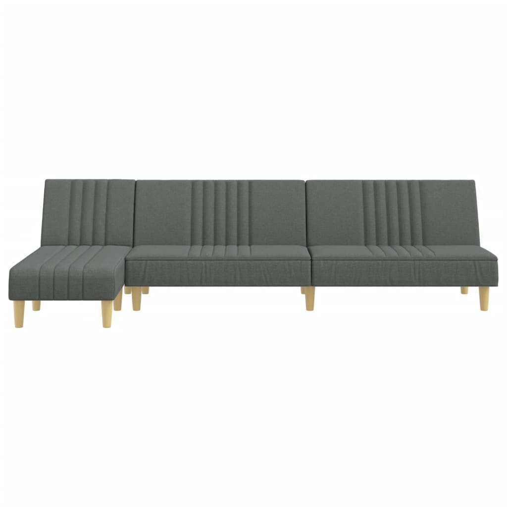 L-shaped sofa bed in dark grey 255x140x70 cm fabric
