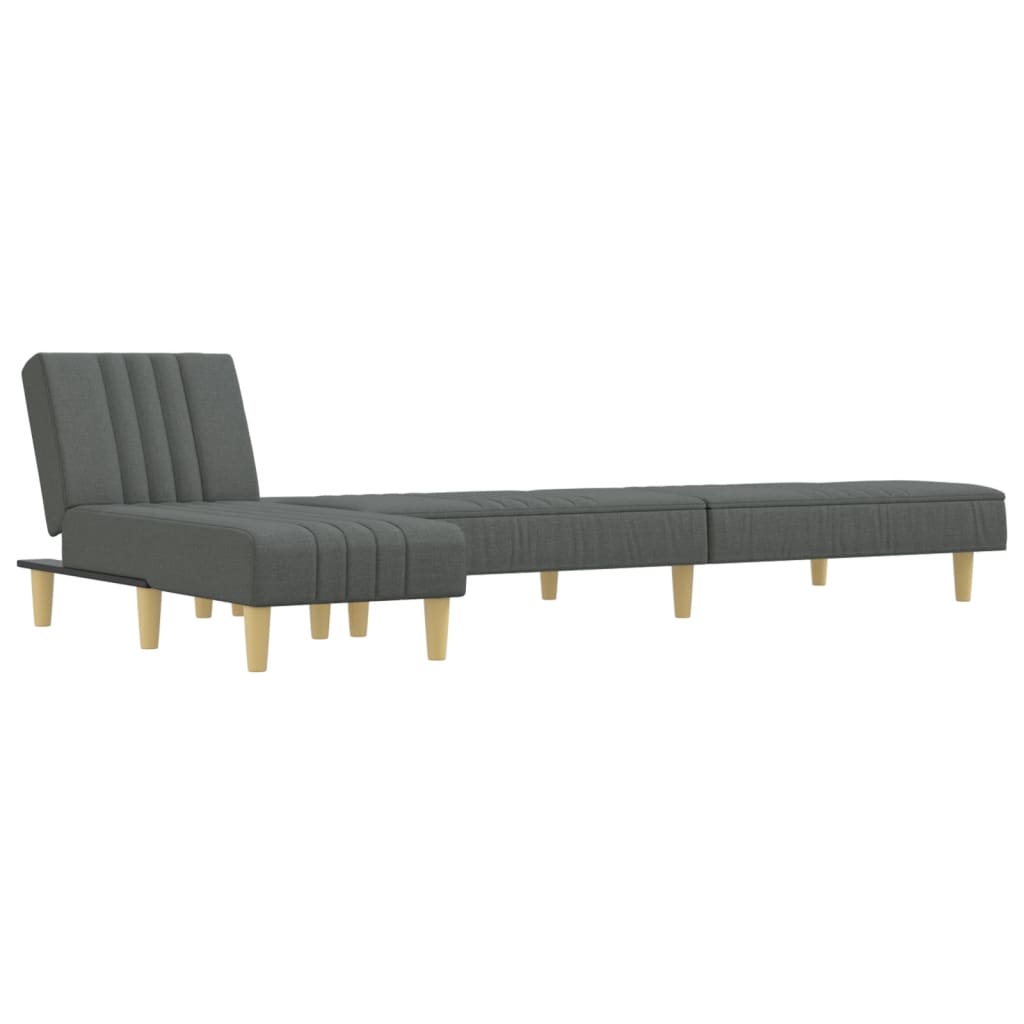 L-shaped sofa bed in dark grey 255x140x70 cm fabric
