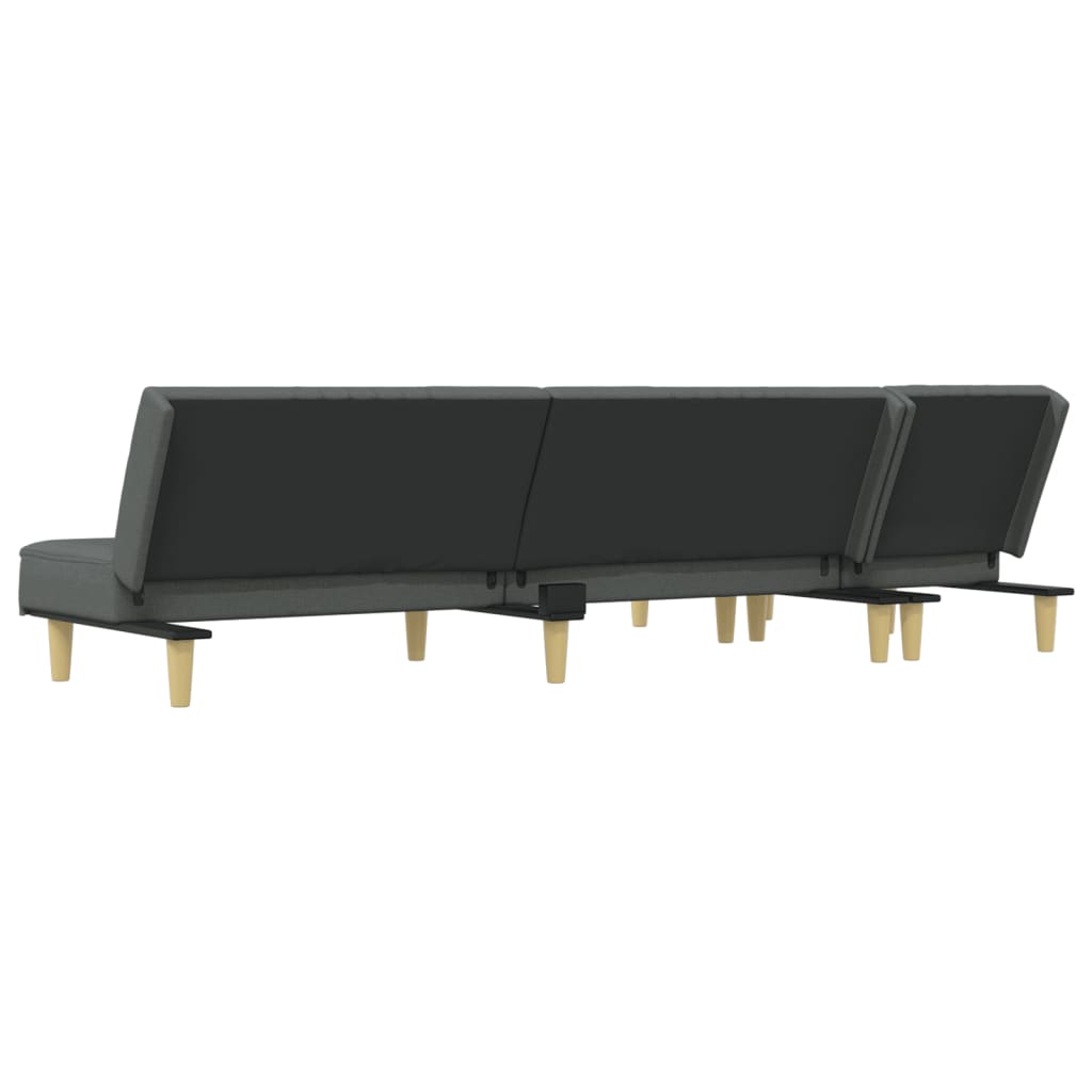 L-shaped sofa bed in dark grey 255x140x70 cm fabric
