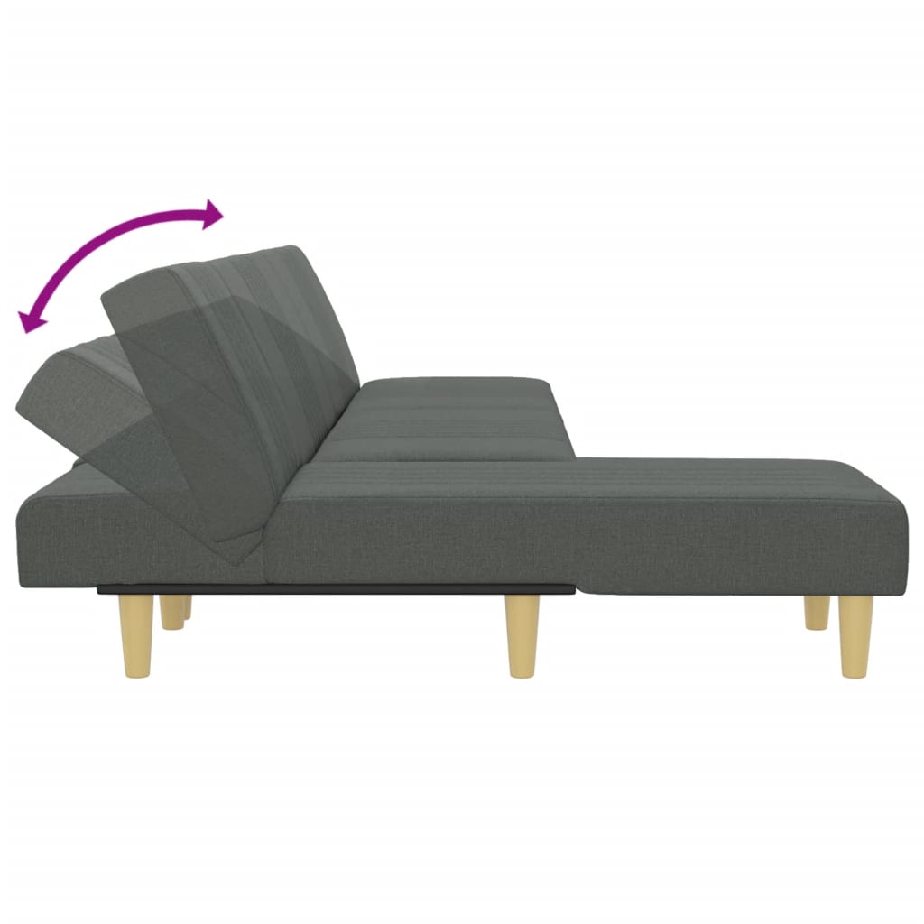 L-shaped sofa bed in dark grey 255x140x70 cm fabric