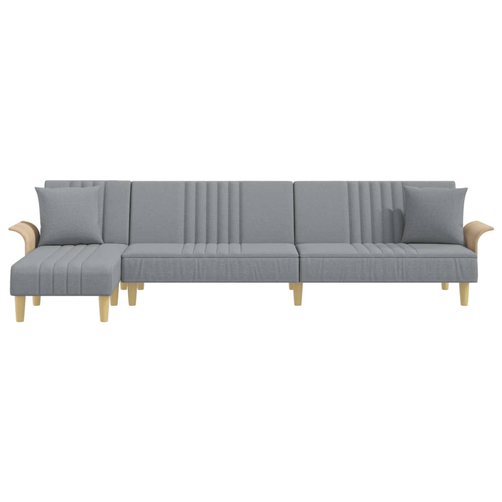 L-shaped sofa bed light grey 279x140x70 cm fabric
