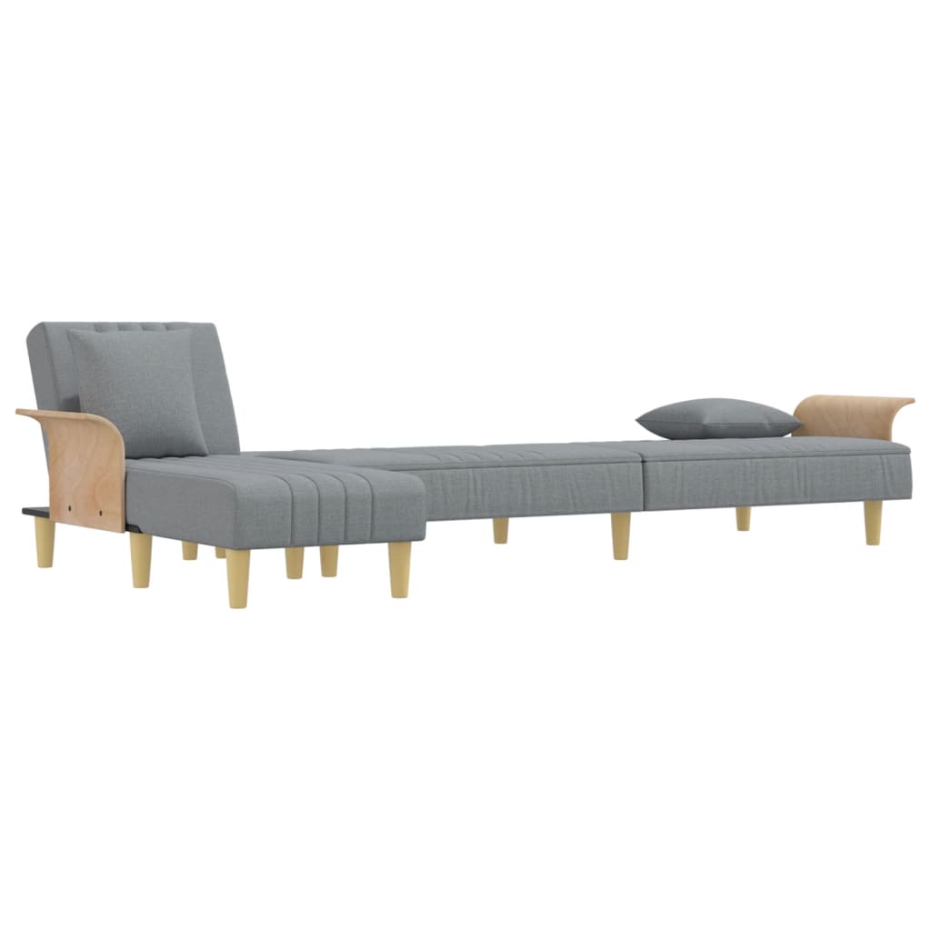 L-shaped sofa bed light grey 279x140x70 cm fabric